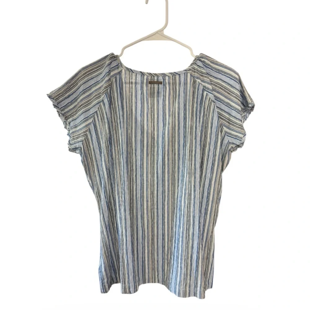 Columbia Striped Lace-Up Boho Short Sleeve Top size XL - Picture 3 of 7
